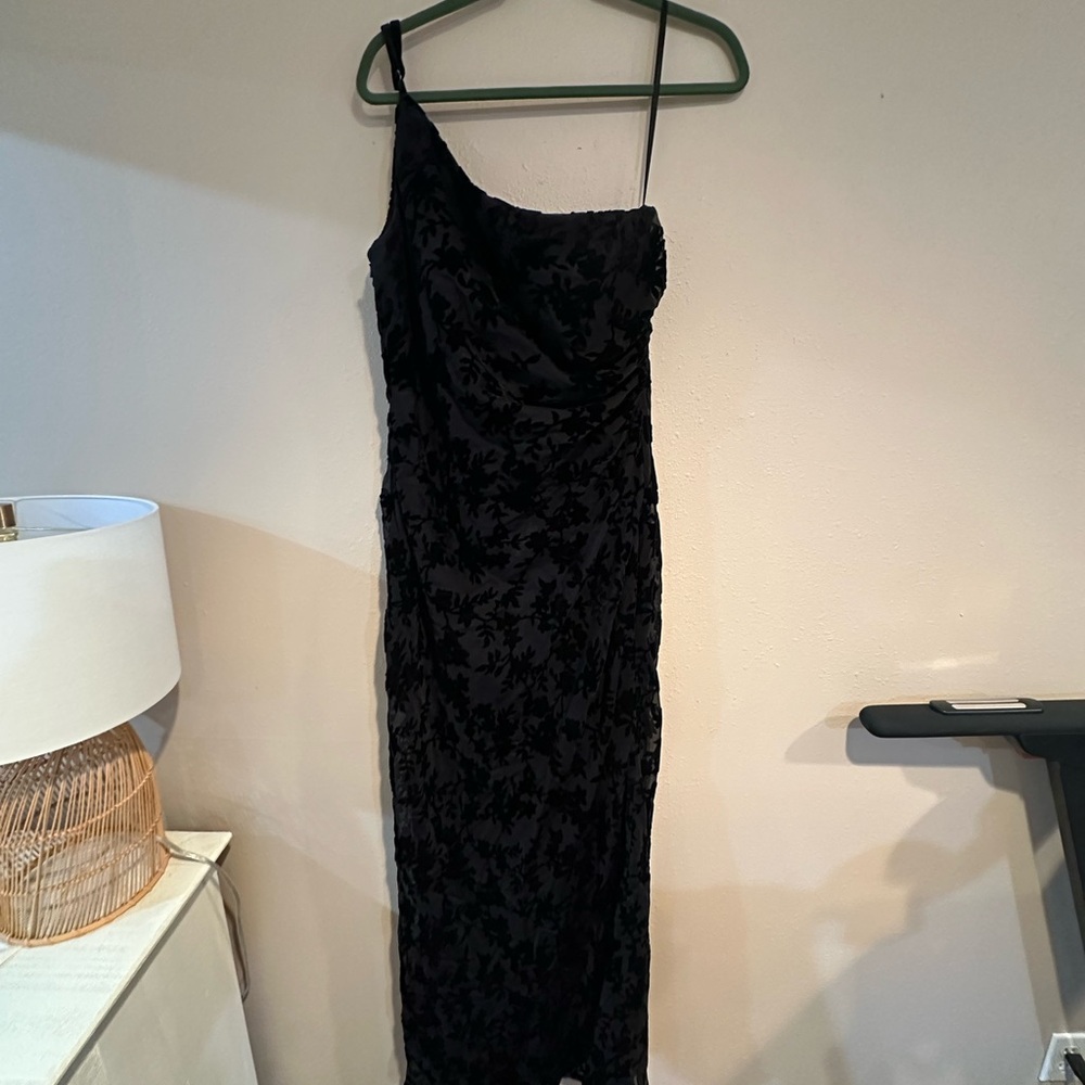 Revelry One Shoulder Black Floral Dress